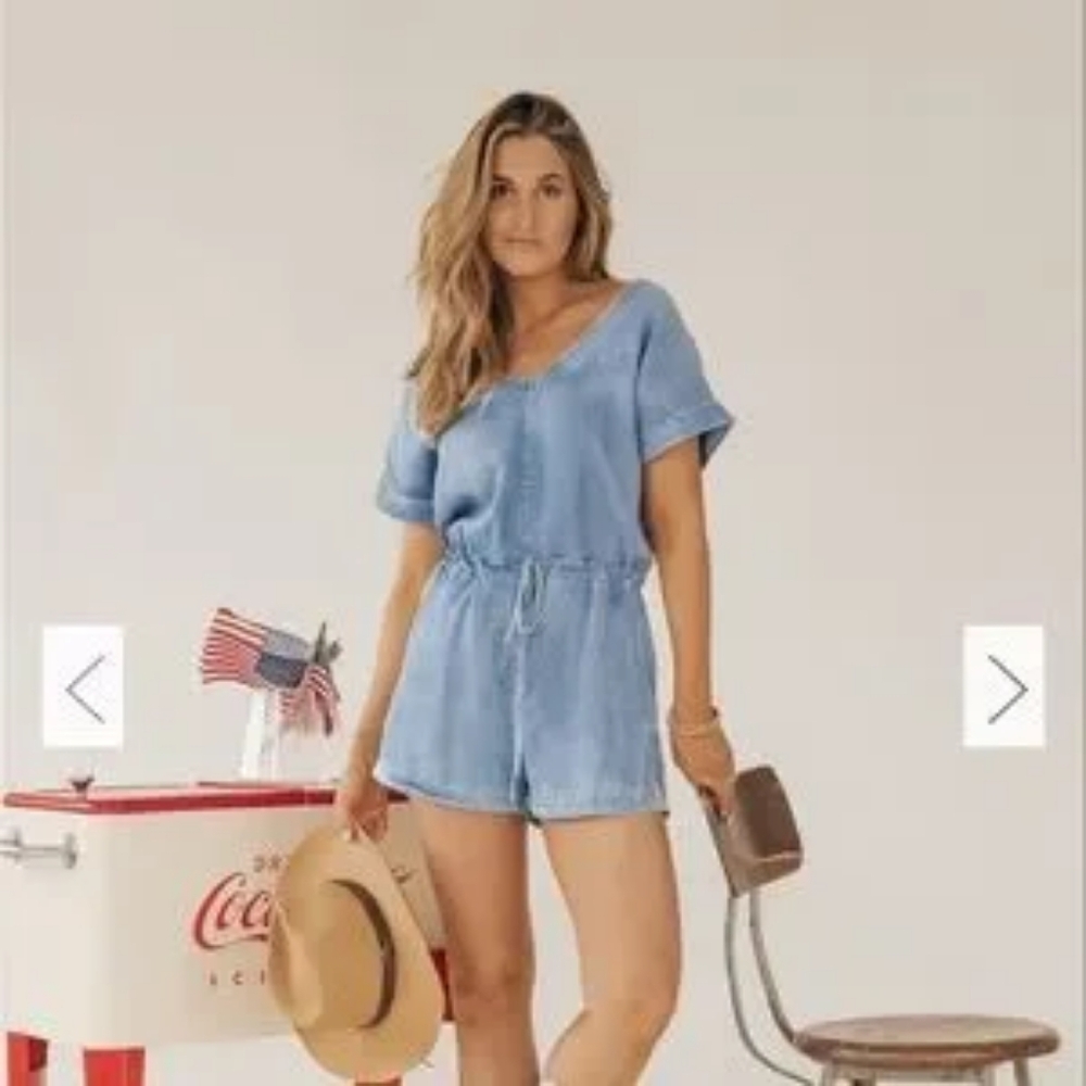 Chambray Romper Jumpsuit M